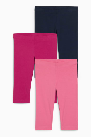 Kinderen: meisjes - Set van 3 - capri legging - fuchsiarood