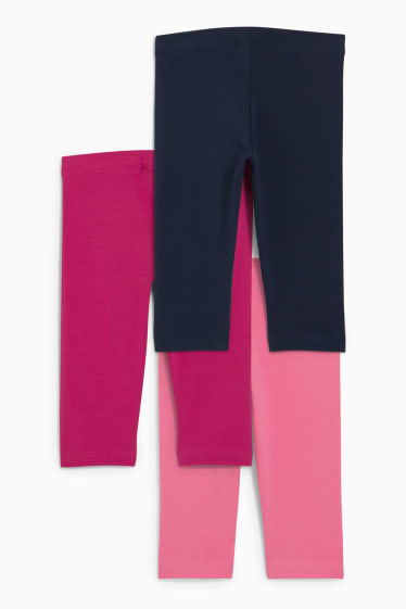 Kinderen: meisjes - Set van 3 - capri legging - fuchsiarood