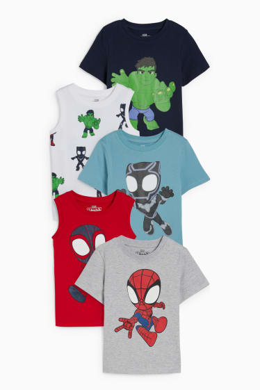 Children - Multipack of 5 - Marvel - 2 tops and 3 short sleeve T-shirts - light gray-melange