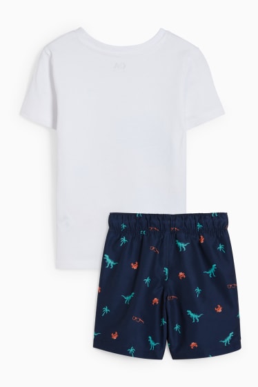 Kinder Jungen - Dino - Set - Kurzarmshirt und Shorts - 2 teilig - dunkelblau