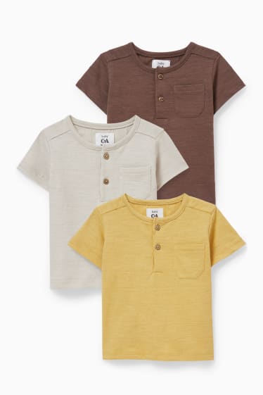 Baby Jungen - Multipack 3er - Baby-Kurzarmshirt - hellgrau-melange
