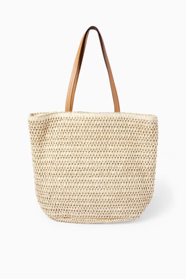 Mujer - Bolso shopper de paja - beige claro