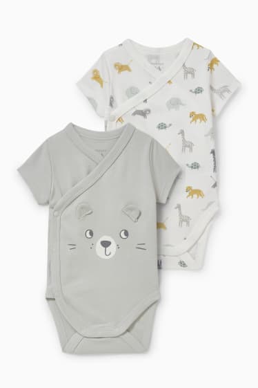 Baby: jongens - Set van 2 - wikkelrompertje - mintgroen