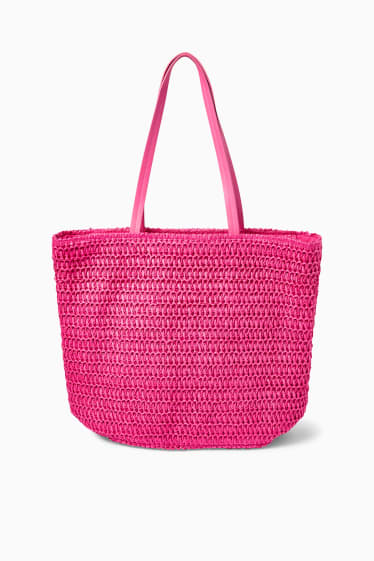 Women - Straw shopper - pink