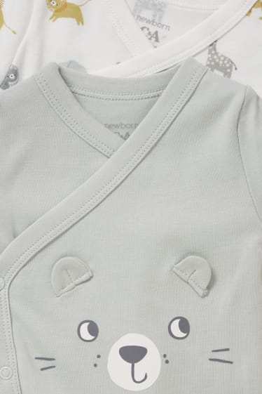 Baby: jongens - Set van 2 - wikkelrompertje - mintgroen