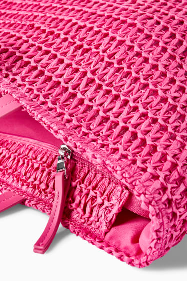 Damen - Stroh-Shopper - pink