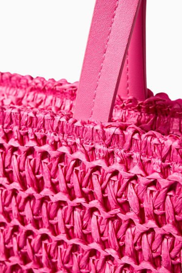 Damen - Stroh-Shopper - pink