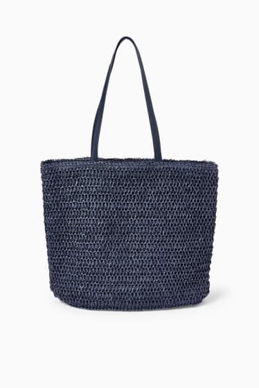 Damen - Stroh-Shopper - dunkelblau