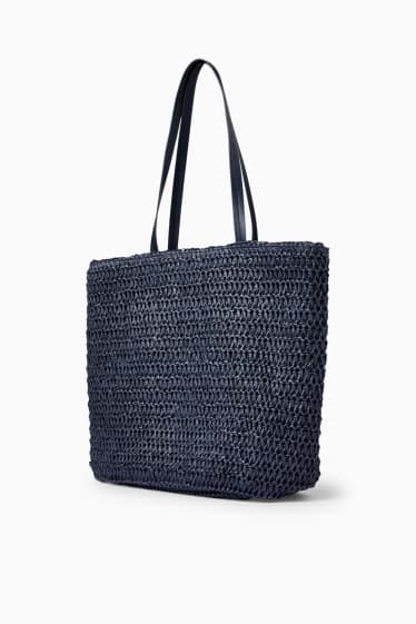 Damen - Stroh-Shopper - dunkelblau