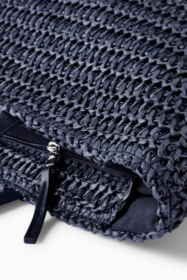 Damen - Stroh-Shopper - dunkelblau