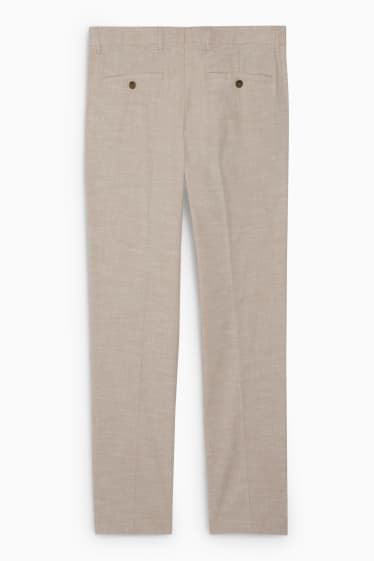 Hommes - Pantalon de costume - regular fit - Flex  - mélange de lin et de coton - beige clair