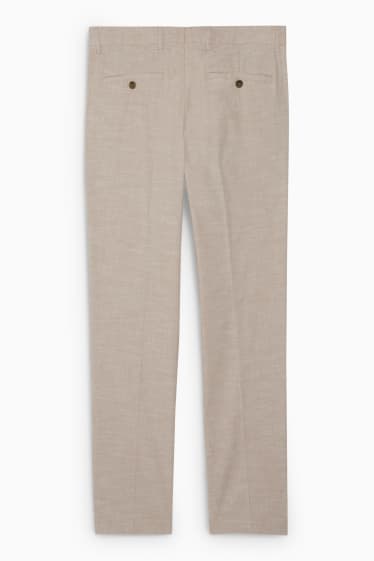 Uomo - Pantaloni coordinabili - regular fit - Flex - misto cotone-lino - beige chiaro