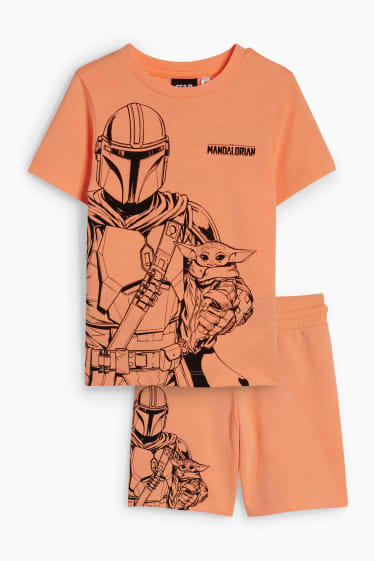 Enfants garçons - Star Wars: The Mandalorian - ensemble - haut manches courtes et short - orange