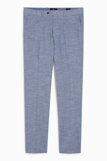 Hommes - Pantalon de costume - regular fit - Flex  - mélange de lin et de coton - bleu