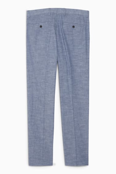 Hommes - Pantalon de costume - regular fit - Flex  - mélange de lin et de coton - bleu