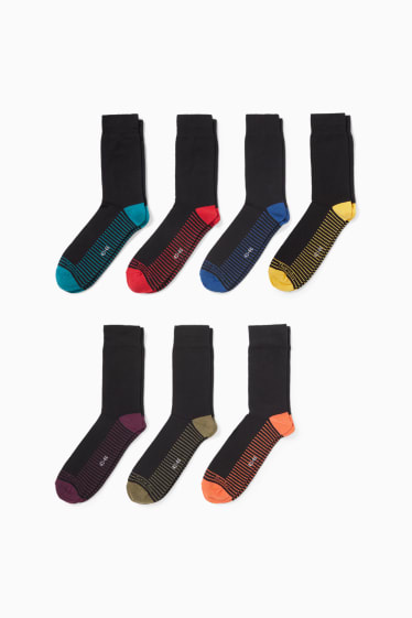 Heren - Set van 7 paar - sokken - gestreept - zwart