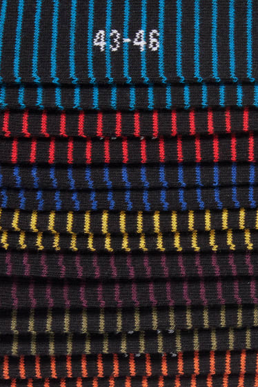 Hommes - Lot de 7 paires - chaussettes - à rayures - noir