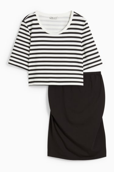 Mujer - Conjunto - camiseta crop y falda premamá - 2 piezas - negro