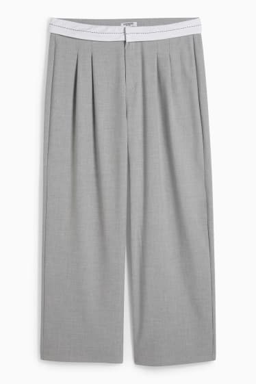 Femmes - CLOCKHOUSE - pantalon de toile - high waist - wide leg - gris