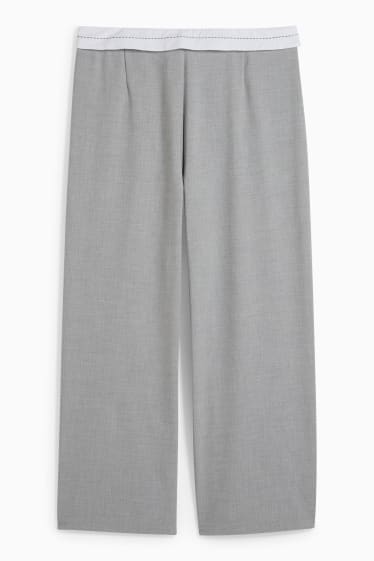 Femmes - CLOCKHOUSE - pantalon de toile - high waist - wide leg - gris