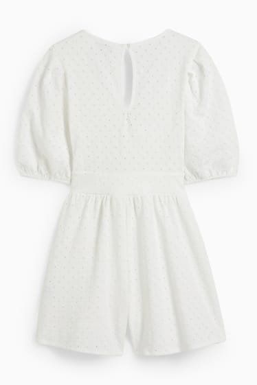 Dames - CLOCKHOUSE - playsuit met knoop in de stof - wit