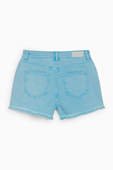 Femei - CLOCKHOUSE - pantaloni scurți de blugi - talie înaltă - albastru deschis
