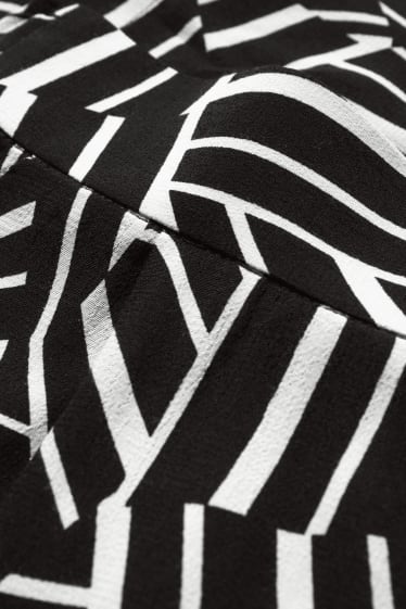 Women - Cloth trousers - high-rise waist - palazzo - patterned - black / white