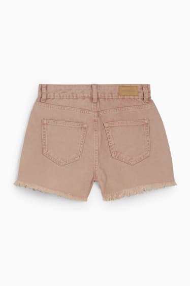 Dames - CLOCKHOUSE - korte spijkerbroek - high waist - lichtbruin