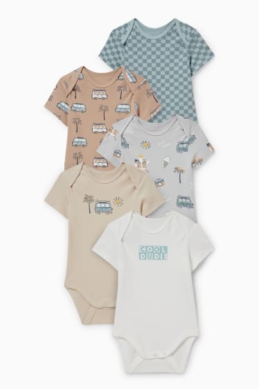 Baby: jongens - Set van 5 - rompertje - lichtgrijs