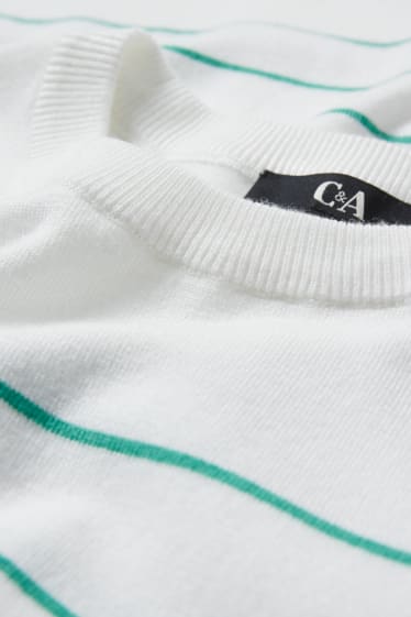 Donna - Maglione - a maniche corte - a righe - bianco / verde