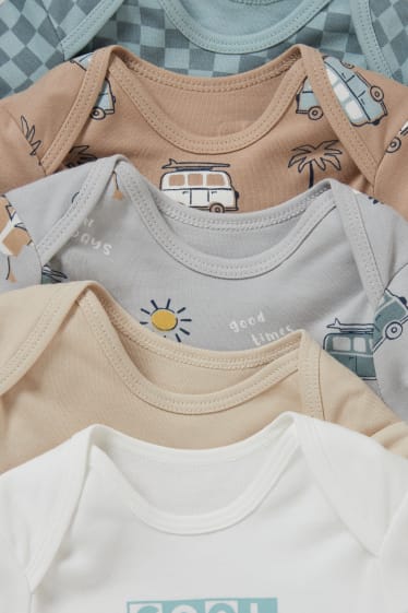 Baby: jongens - Set van 5 - rompertje - lichtgrijs