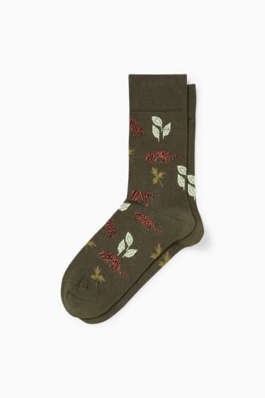 Herren - Socken mit Motiv - Tiger - dunkelgrün