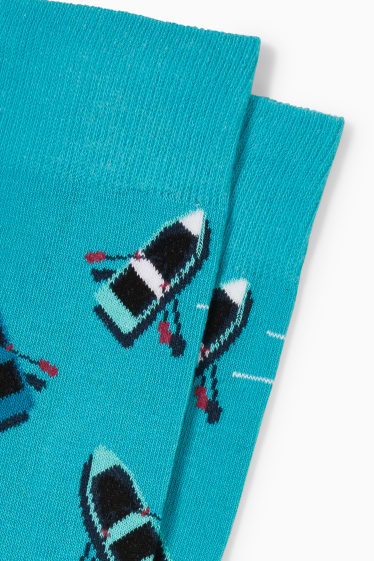 Hommes - Chaussettes à motif - barques - turquoise foncé