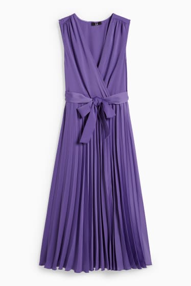 Women - Wrap dress - pleated - purple