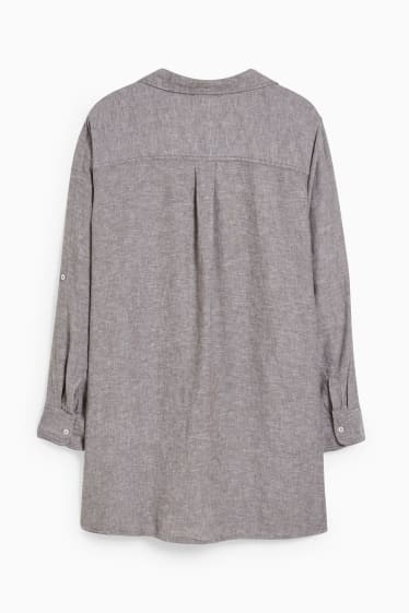 Damen - Bluse - Leinen-Mix - grau