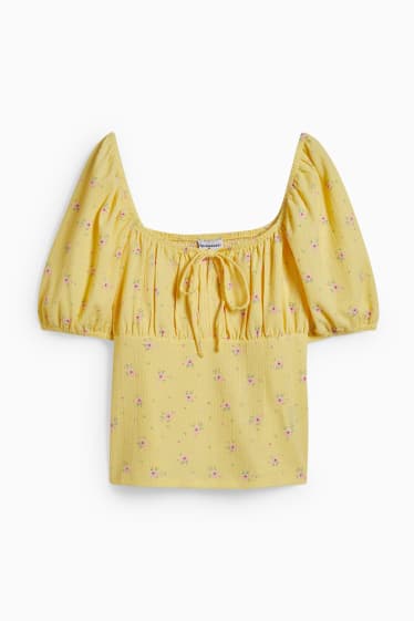 Mujer - CLOCKHOUSE - camiseta - de flores - amarillo