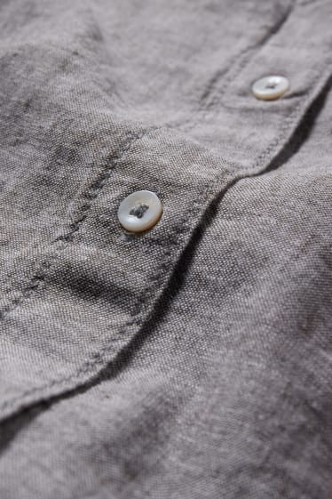 Damen - Bluse - Leinen-Mix - grau