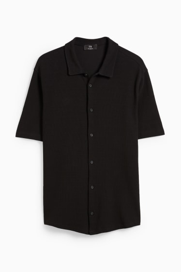 Hommes - Chemise - relaxed fit - col kent  - noir