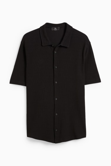 Men - Shirt - relaxed fit - kent collar - black