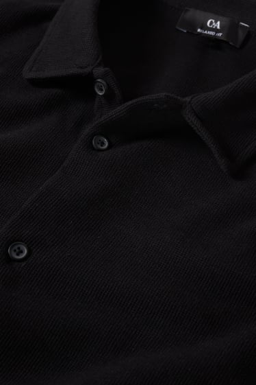 Men - Shirt - relaxed fit - kent collar - black