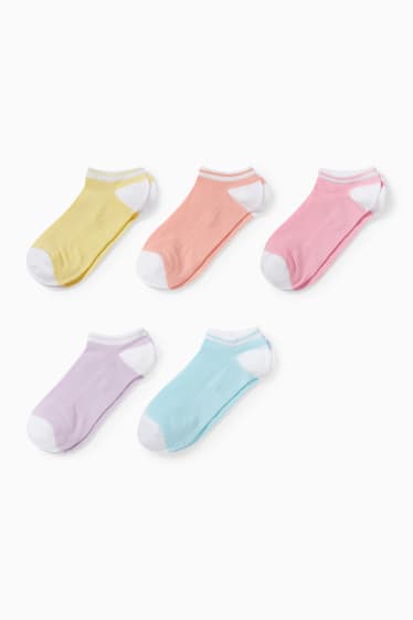 Enfants filles - Lot de 5 - chaussettes de sport - jaune clair