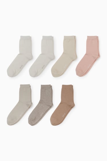 Femmes - Lot de 7 paires - chaussettes - crème