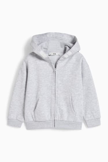 Enfants - Sweat zippé à capuche - gris clair chiné