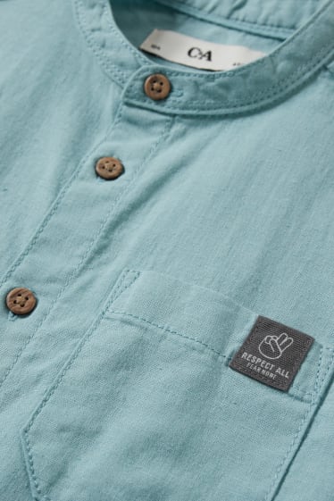 Children Boys - Shirt - linen blend - mint green