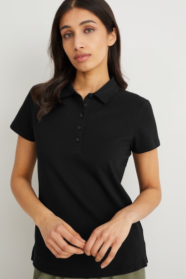 Femei - Tricou polo basic - negru