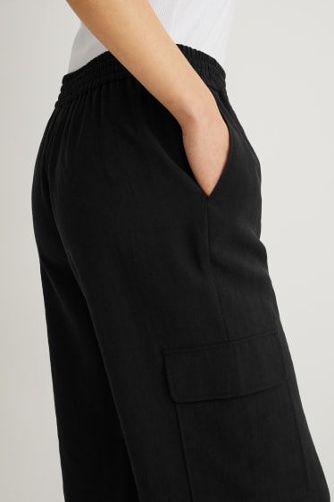 Donna - Pantaloni - vita alta - palazzo - nero