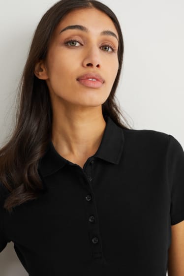 Dames - Basic-poloshirt - zwart