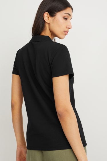 Femei - Tricou polo basic - negru