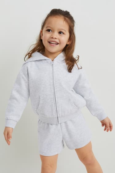 Kinderen - Sweatvest met capuchon - licht grijs-mix