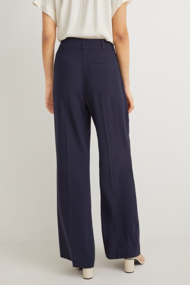 Femmes - Pantalon de toile - high waist - palazzo - bleu foncé